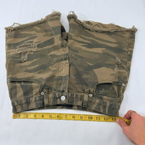 Lucky Brand Relaxed Shorts Jean Women Size 0/25 Camouflage Distressed Cutoff Raw - Picture 7 of 12